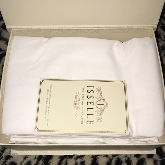 Isselle Beaufort sheet set Queen Slate white New - Picture 2 of 3